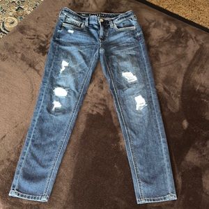 White House Black Market Blue Distressed Ankle Jeans